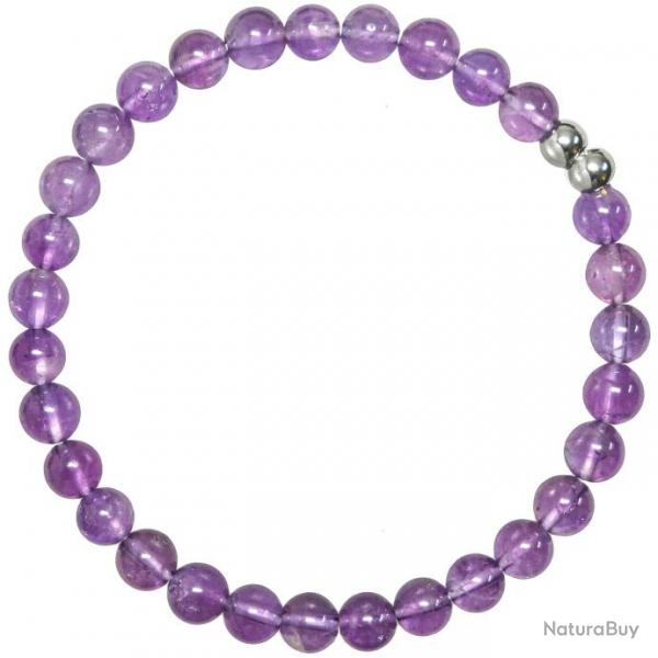 Bracelet en amthyste - Perles rondes 6 mm