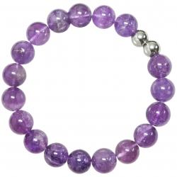Bracelet en améthyste - Perles rondes 10 mm