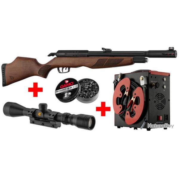 Pack Gamo Riser Punisher 5,5 mm 40 Joules + Lunette 3-9 x 40 + Compresseur PCP + Plombs Pro Magnum P