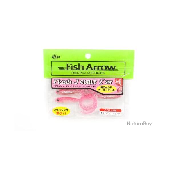 LEURRE SOUPLE FISH ARROW FLASH-J CURLY 2" SW GLOW PINK SILVER