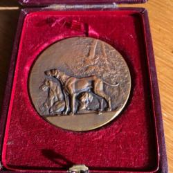Médaille Ancienne en Bronze - Société Canine du Midi - et sa boîte ancienne