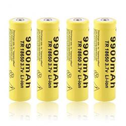 4 Batterie lithium-ion rechargeable, 18650 V, 3.7 mAh,9900MAH,lampe de poche Led