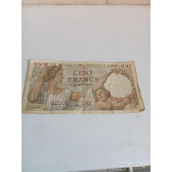 billet de 100 francs 1940