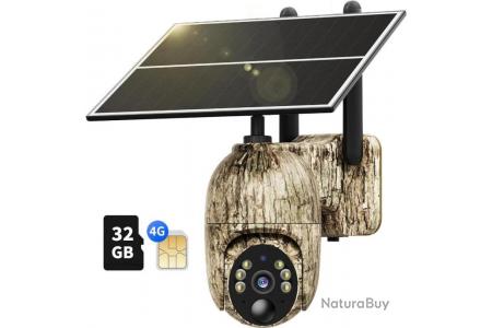Caméra Surveillance Solaire Extérieure Sans Fil 360°Vidéo en Direct 2K SIM  & Carte SD 32go Audio Bis - Caméras de surveillance et pièges photo  (11404930)