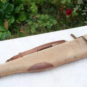 ETUI JAMBON ANCIEN EN CUIR DOUBLE FUSIL 76X15X15 CM