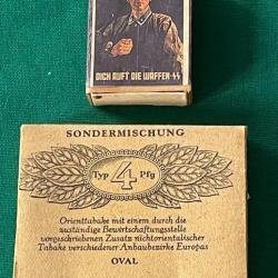 PAQUET DE CIGARETTE  ET BOITE ALLUMETTES  DE LA WAFFEN  1939/1945  WW 2