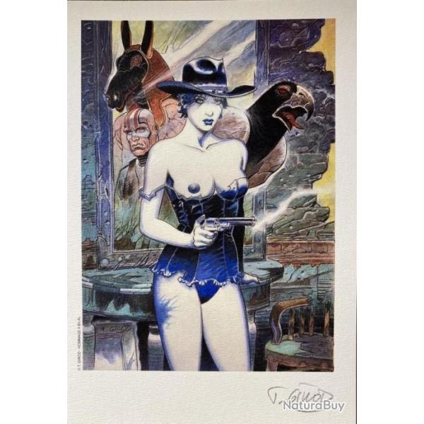 WESTERN REVOLVER PEACEMAKER COLT  cow boy sexy pin up GIRL seins nus  ex libris intact sign GIROD