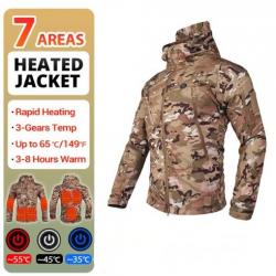 veste chauffante Camouflage avec batterie, pour pêche, chasse, airsoft, camping, observation nature