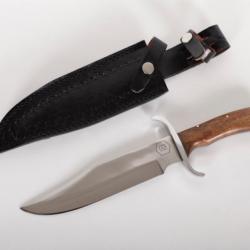 Couteau bowie tactique forgé LLF 35cm étui cuir MOLLE enchères