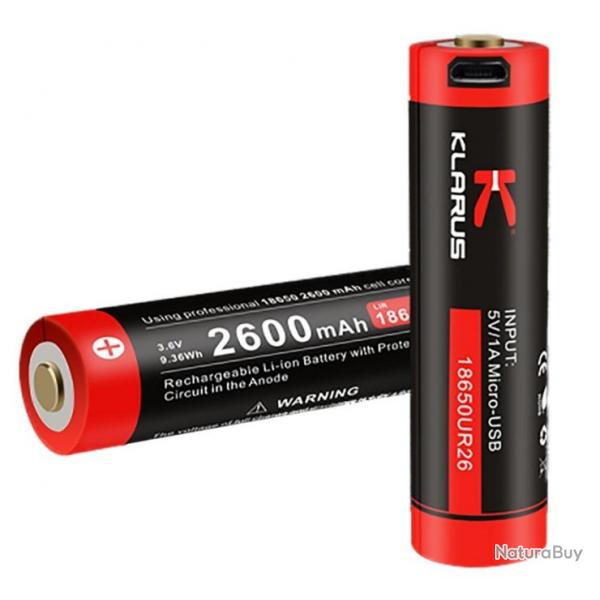 Accu rechargeable lithium-ion 18650 3.6V 2600 mAh [Klarus]