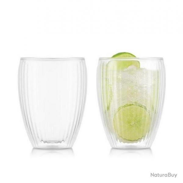 Set de 2 verres "Pavina" transparents stris, Contenance 32 cl [Bodum]