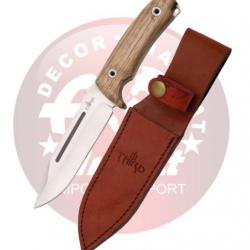 Third H0182J Couteau de chasse en bois de zèbre en acier de 13,2 cm