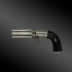 Revolver Poivrière Mariette, à Quatre Canons Damas Belgique, Liège XIXème