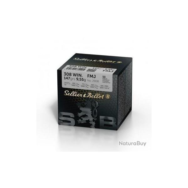 MUNITIONS SELLIER-BELLOT CAL.308WIN FMJ 9,55G / 147GRS - BOITE DE 50 MUNITIONS