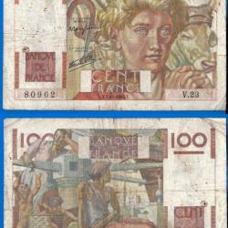 France 100 Francs 1945 Jeune Paysan Billet Frc Frs Frcs Europe