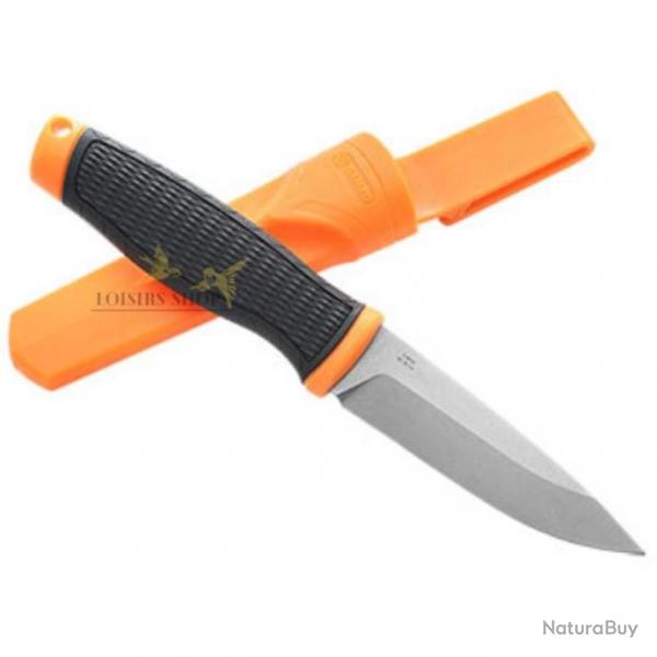 Couteau fixe noir et orange en acier inoxydable avec tui en polymre renforc - Ganzo