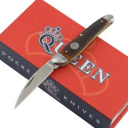 Couteau Queen Cutlery Wharncliffe Manche Os Marron Lame Acier Inox Slip Joint QN010