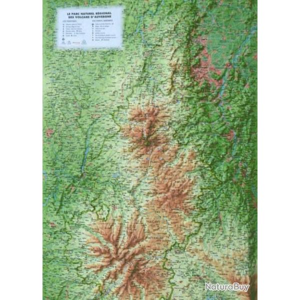Carte rgionale en relief  du Parc Naturel Rgional des Volcans d'Auvergne