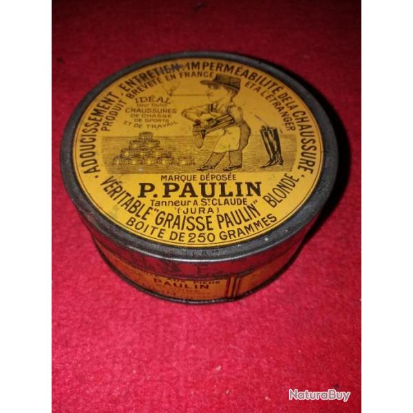 collection boite de graisse vide p paulin 1890 tanneur a st claude jura chasse militaria