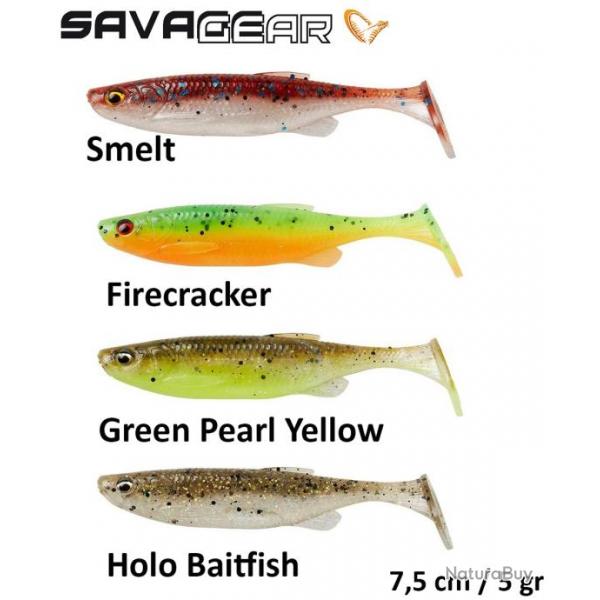 Leurre Souple Savage Gear Fat Minnow T-Tail 7,5 cm / 5 gr Green Pearl Yellow
