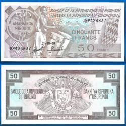Burundi 50 Francs 1991Billet Musicien Afrique