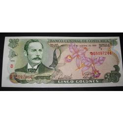 COSTA RICA  billet de 5 colones du 4-10-1989 sup
