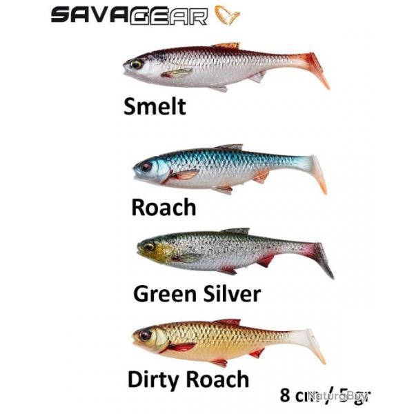 Leurre Souple Savage Gear 3D River Roach 8 cm / 5 gr Green Silver
