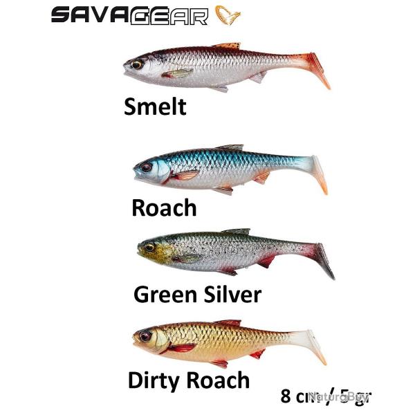 Leurre Souple Savage Gear 3D River Roach 8 cm / 5 gr Green Silver