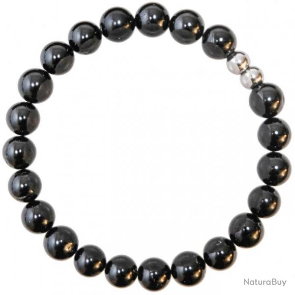 Bracelet en spinelle noire - Perles rondes 8 mm