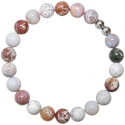 Bracelet en jaspe océan - Perles rondes 8 mm