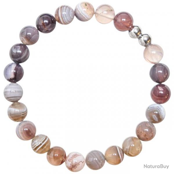 Bracelet en agate de Botswana - Perles rondes 8 mm