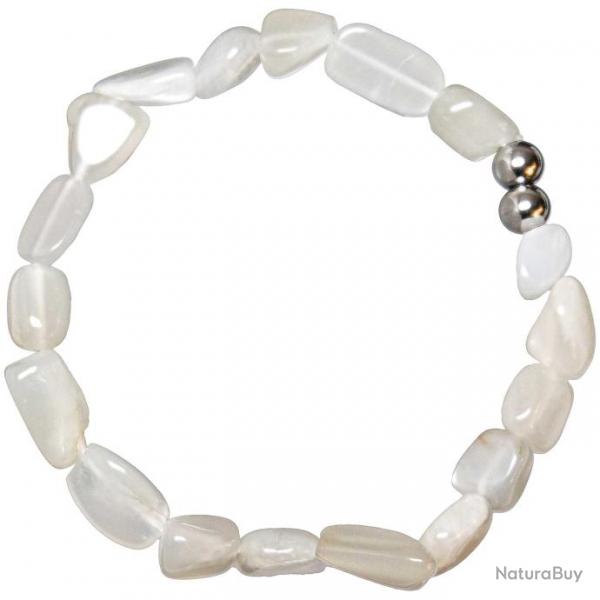 Bracelet en pierre de lune blanche - Perles roules 8  12 mm
