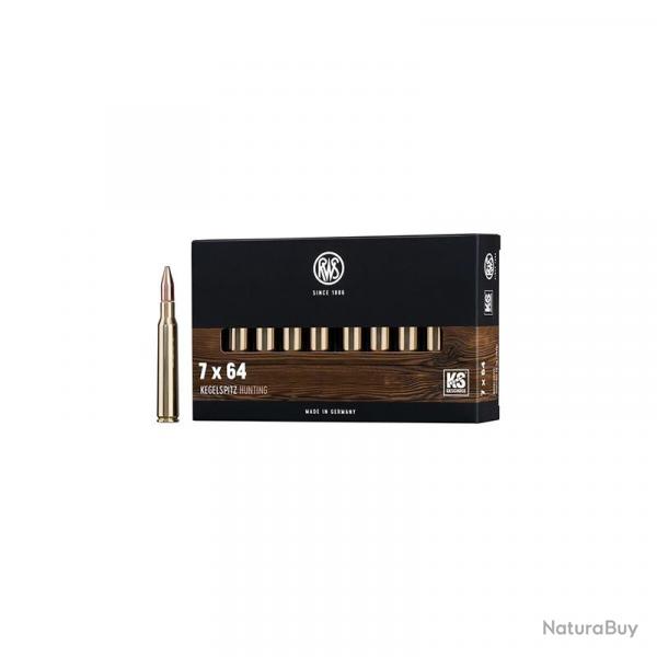 Munitions RWS calibre 7x64 KS pointe conique 123gr - 8g x20