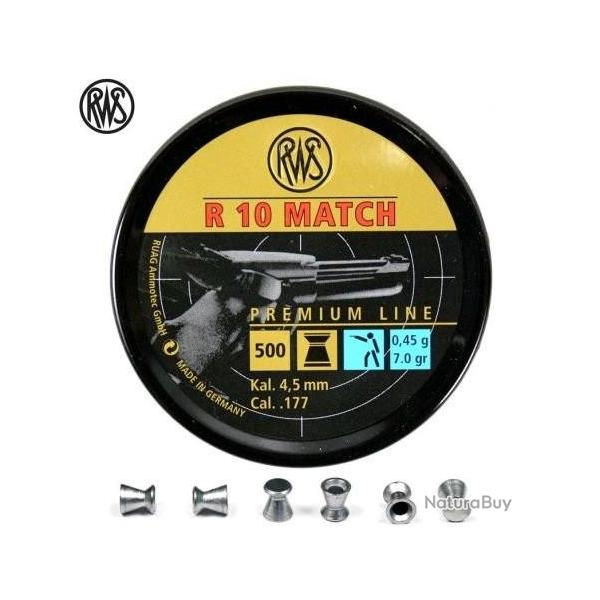 Bote de 500 plombs RWS modle R10 MATCH - Spcial pistolet