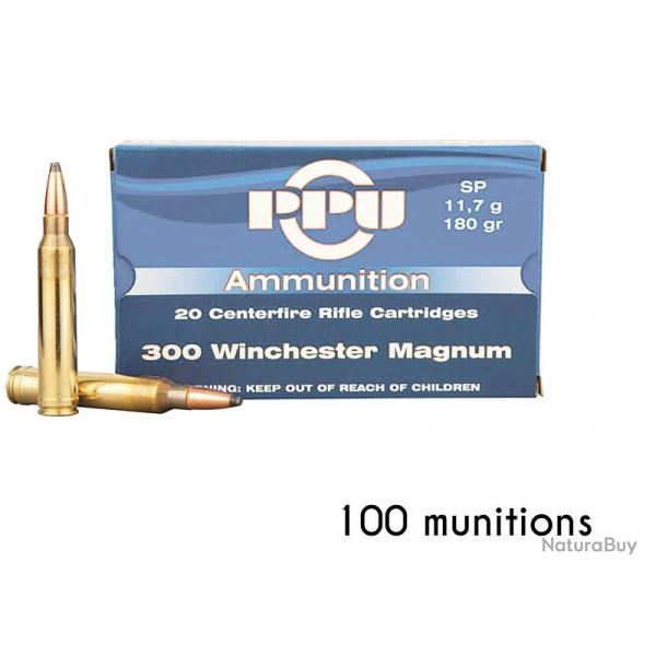 100 Munitions PARTIZAN 300 win mag SP 180 grains 