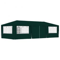Tente de réception avec parois latérales 4x9 m Vert 90 g/m²