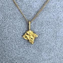 Collier avec pendentif pépite en or massif - 22/24 carats - Origine Alaska