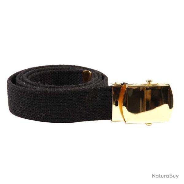Ceinture toile 30mm avec boucle dore (Couleur Noir)