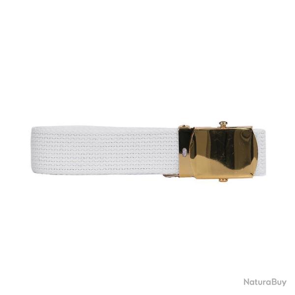 Ceinture toile 30mm avec boucle dorée (Couleur Blanc)