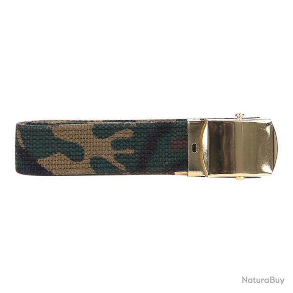 Ceinture toile 30mm avec boucle dorée (Couleur Camouflage Woodland)