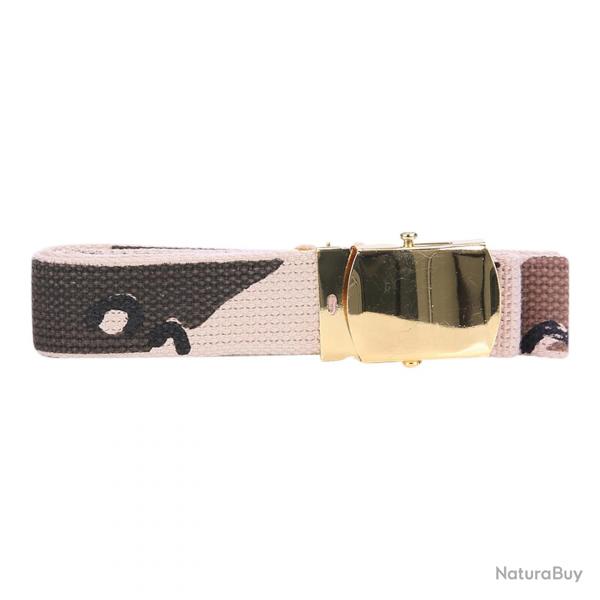 Ceinture toile 30mm avec boucle dorée (Couleur Camouflage Désert 6clr)
