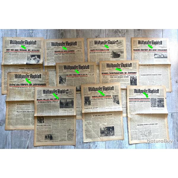 Lot 10 Journaux Allemand ww2 Mlhauser Tagblatt 1943 (lot 1)