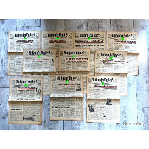 Lot 10 Journaux Allemand ww2 Mlhauser Tagblatt 1943 (lot 3)