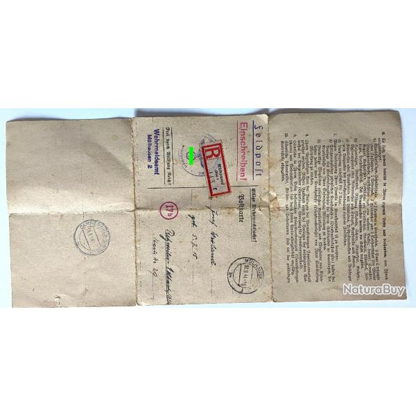 Ancien Document Allemand ww2 Alsace Malgr-Nous avec Tampon