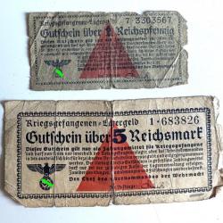 Anciens Billets Allemand ww2 5 Reichsmark et 1 Reichspfenning