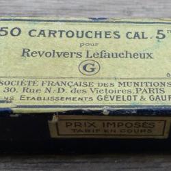 Boite cartouches pour Revolver Lefaucheux calibre 5mm SFM Gévelot