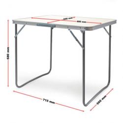 ++Table de camping Pliante Surface blanche 80x60cm Plaque MDF avec Cadre en Aluminium table62437