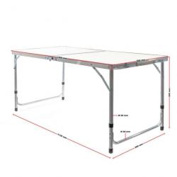 Table de camping pliante 120x60x70cm Réglable en hauteur Polyvalente Portable table63435