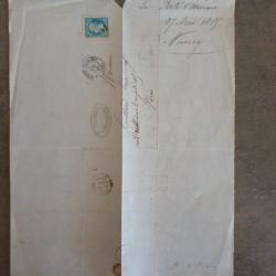 Lettre manuscrite ancienne 1866 timbre Napoléon