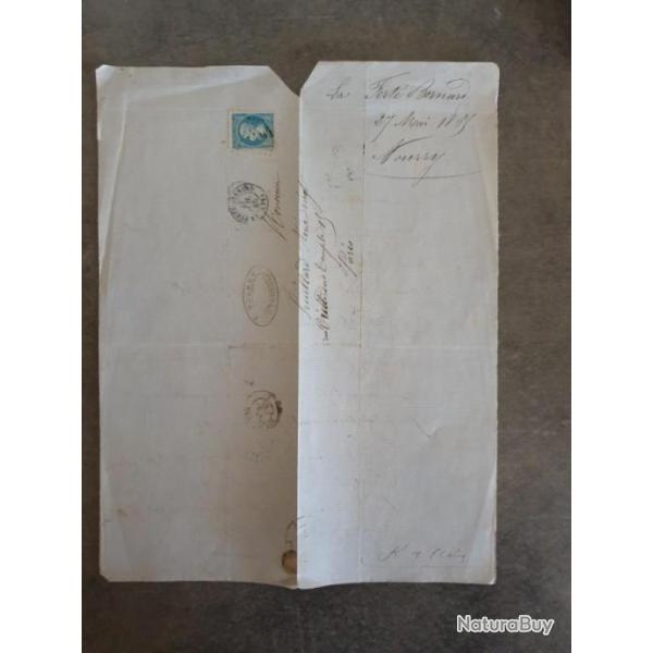 Lettre manuscrite ancienne 1866 timbre Napolon